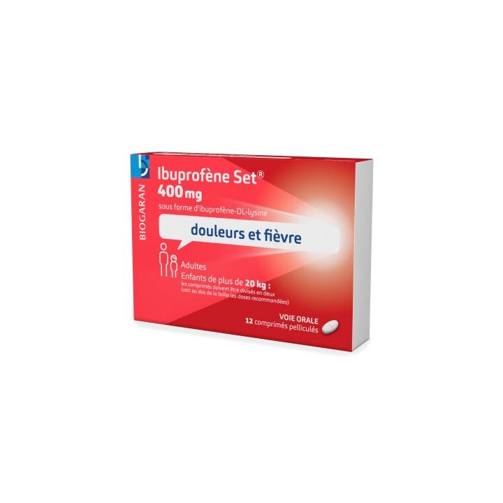Ibuprofène Set 400 mg Biogaran Conseil - boîte de 12 comprimés pelliculés