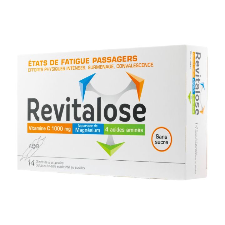 Revitalose sans sucre états de fatigue passager solution buvable - boîte de 14 ampoules