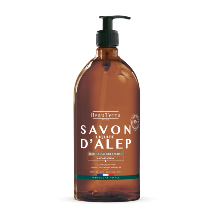 Savon liquide d'Alep Beauterra - flacon-pompe de 1L