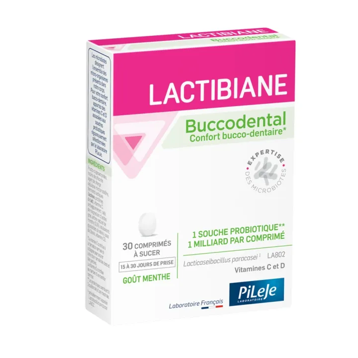 Lactibiane buccodental goût menthe Pileje - boite de 30 comprimés