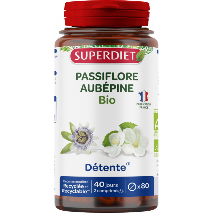 Aubépine / Passiflore Bio Super Diet - 80 comprimés