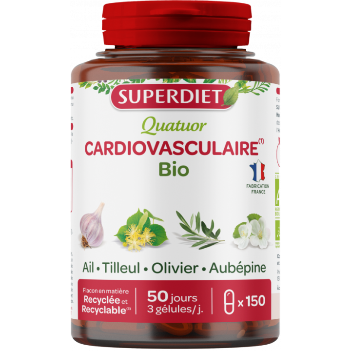 Quatuor cardiovasculaire bio Super Diet - boite de 150 gélules