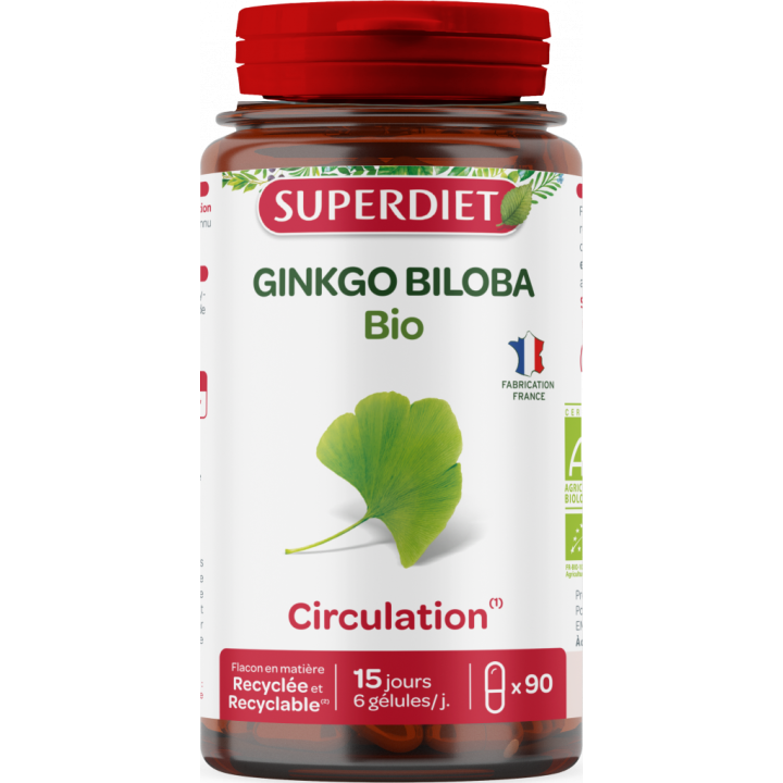 Ginkgo biloba bio Super Diet - boîte de 90 gélules