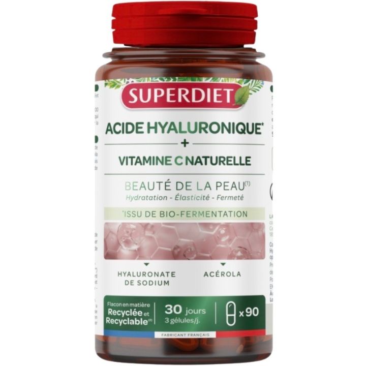 Acide hyaluronique + Vitamine C Superdiet - boîte de 90 gélules
