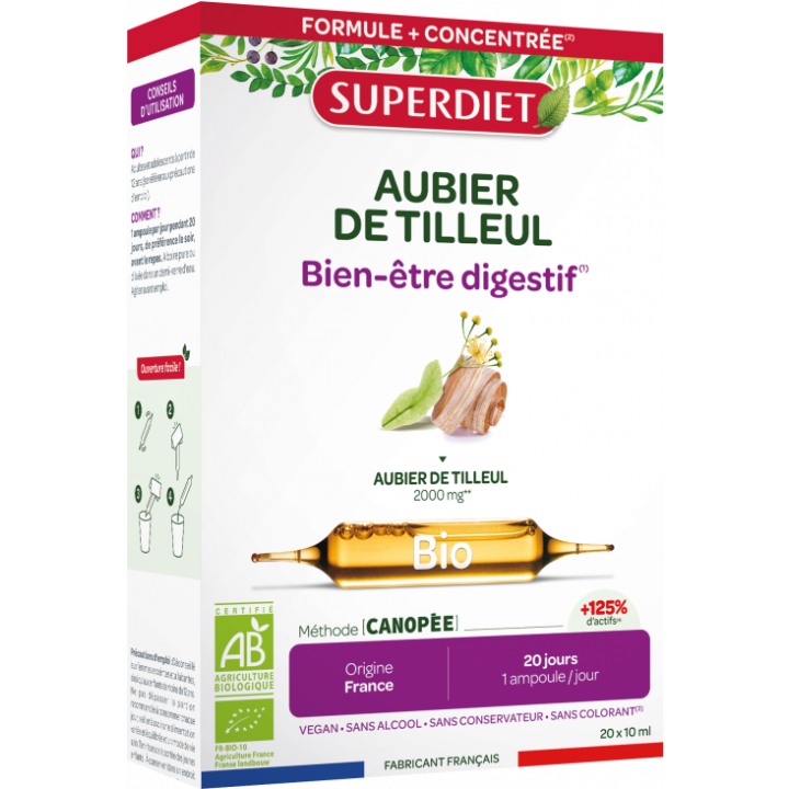 Aubier de tilleul Bio Super Diet - 20 ampoules de 15ml