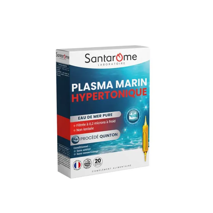 Plasma marin hypertonique Santarome - 20 ampoules de 10ml