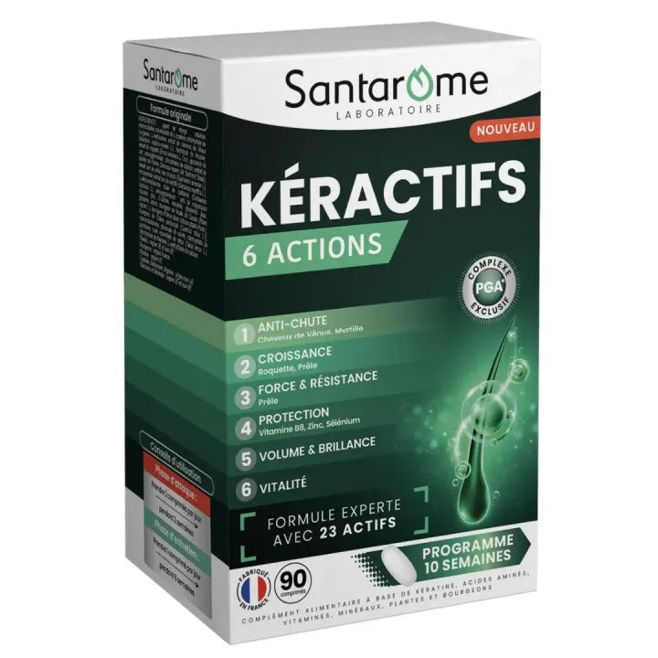 Keractifs 6 actions capillaires Santarome - boîte de 90 comprimés