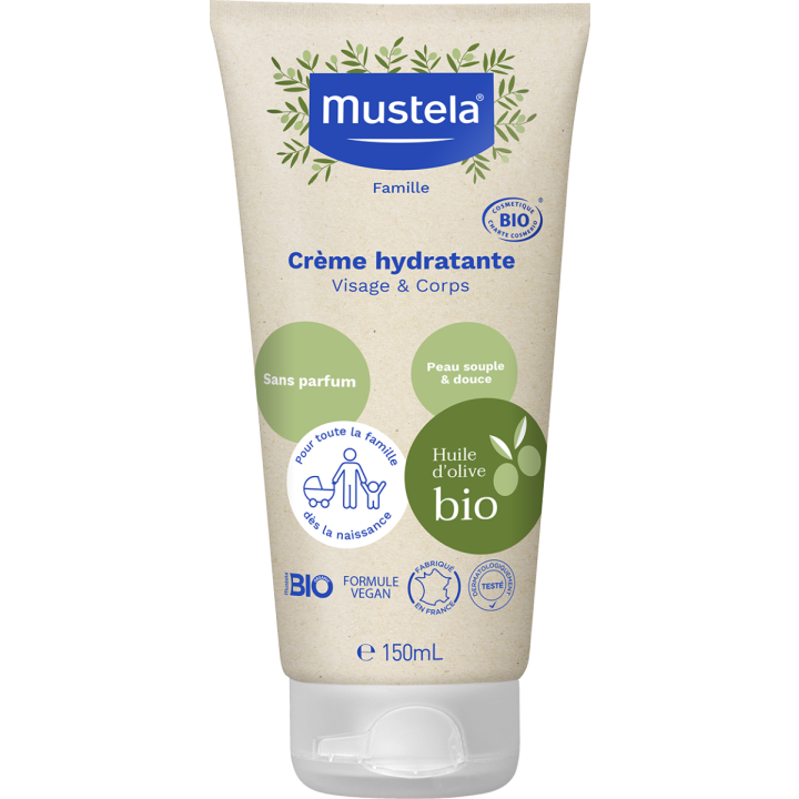 Crème hydratante sans parfum bio Mustela - tube de 150 ml