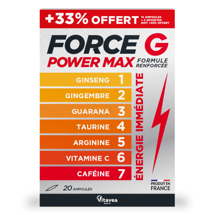 Force G Power Max Vitavea - boîte de 20 ampoules