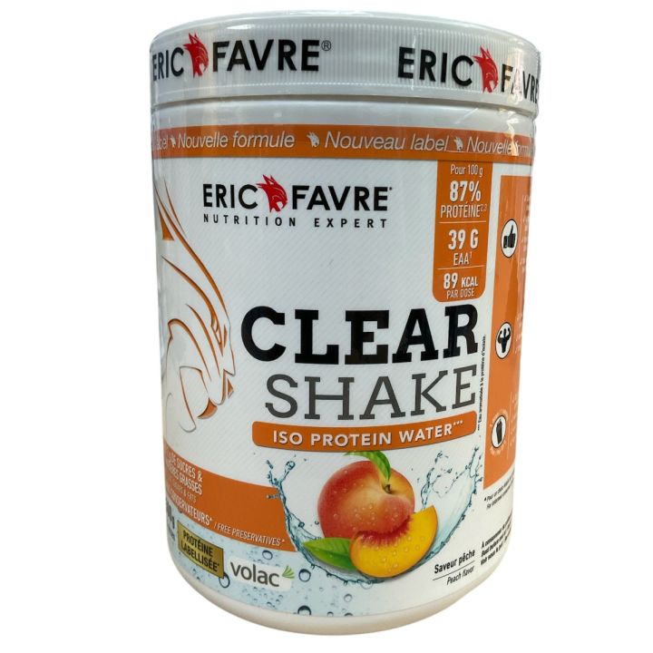Clear shake Iso protein water saveur pêche Eric Favre - pot de 500g