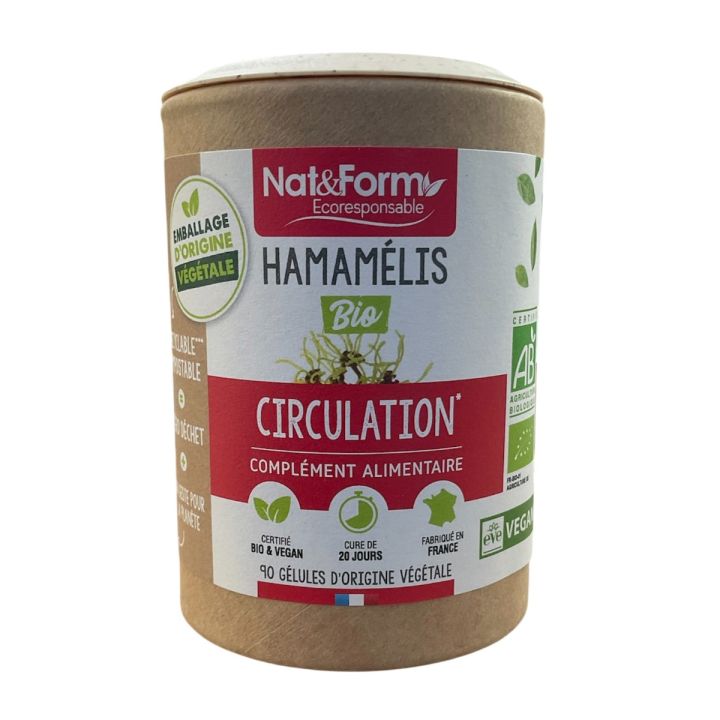 Hamamélis bio Circulation Nat&Form - pot de 90 gélules