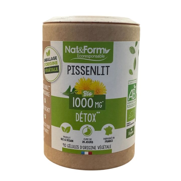 Pissenlit bio Détox Nat&Form - pot 90 gélules