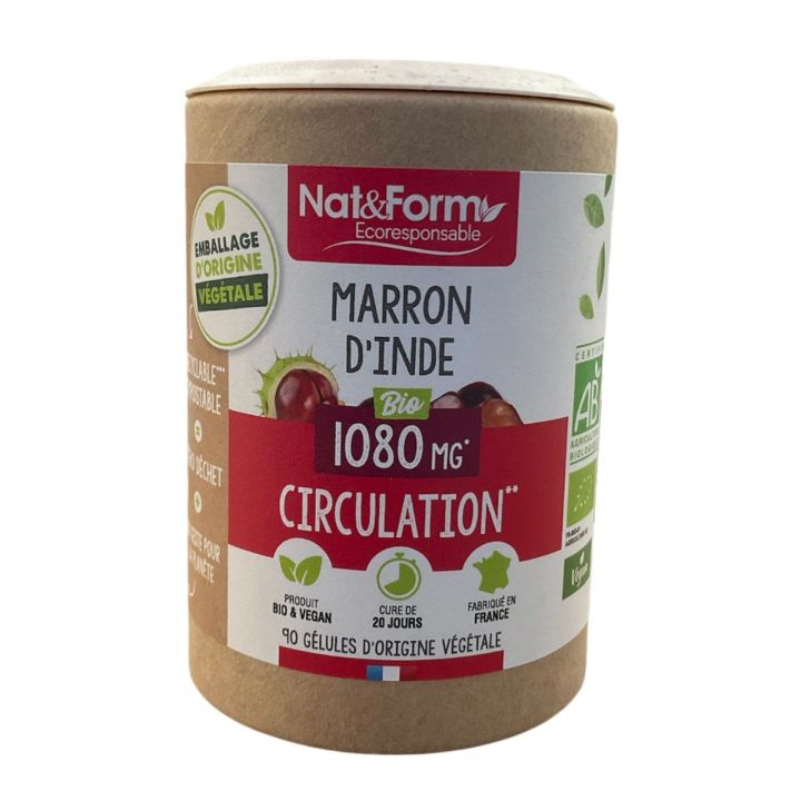 Marron d'Inde bio Circulation Nat&Form - pot de 90 gélules