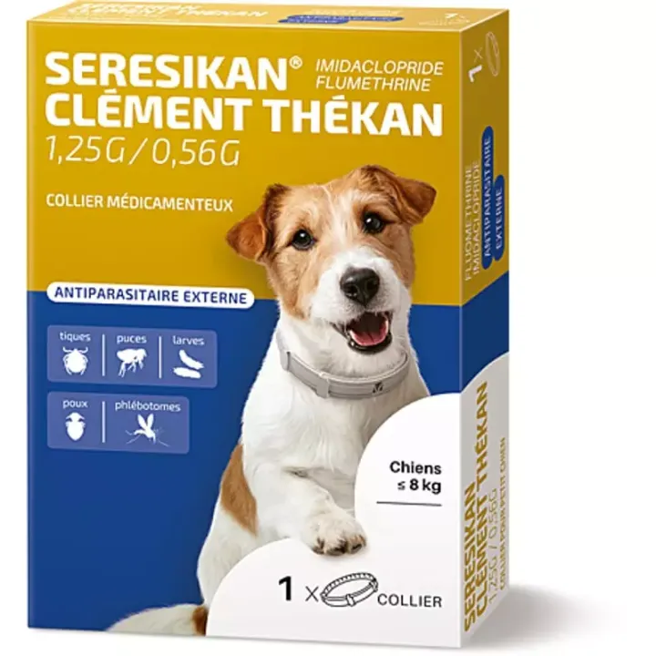 Seresikan collier antiparasitaire externe petit chien - de 8kg Clément Thékan - boite de 1 collier