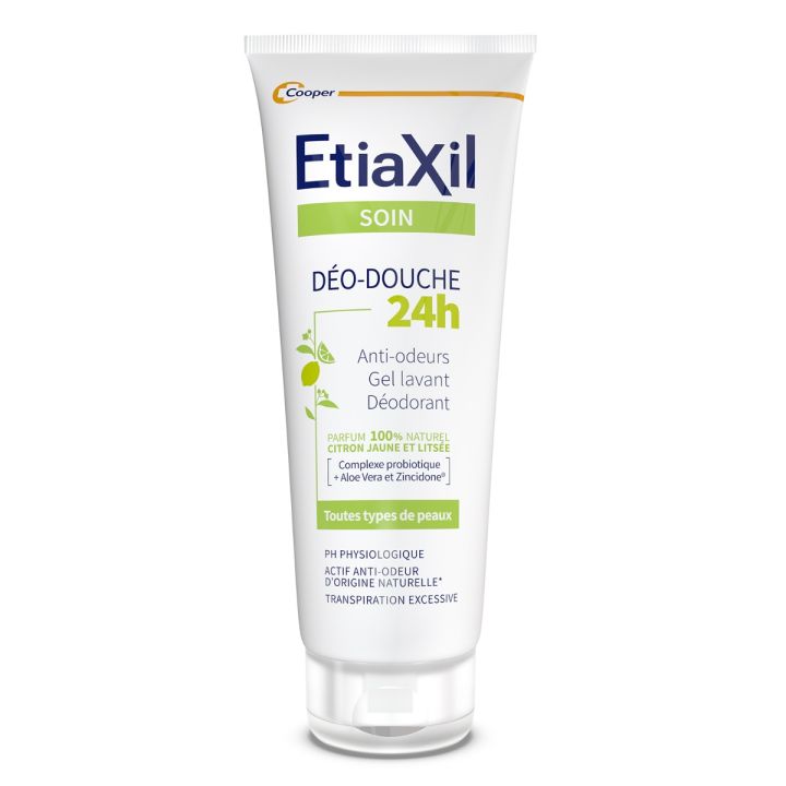 Déo-Douche 24H Gel lavant déodorant citron jaune et litsée Etiaxil - tube de 200 ml