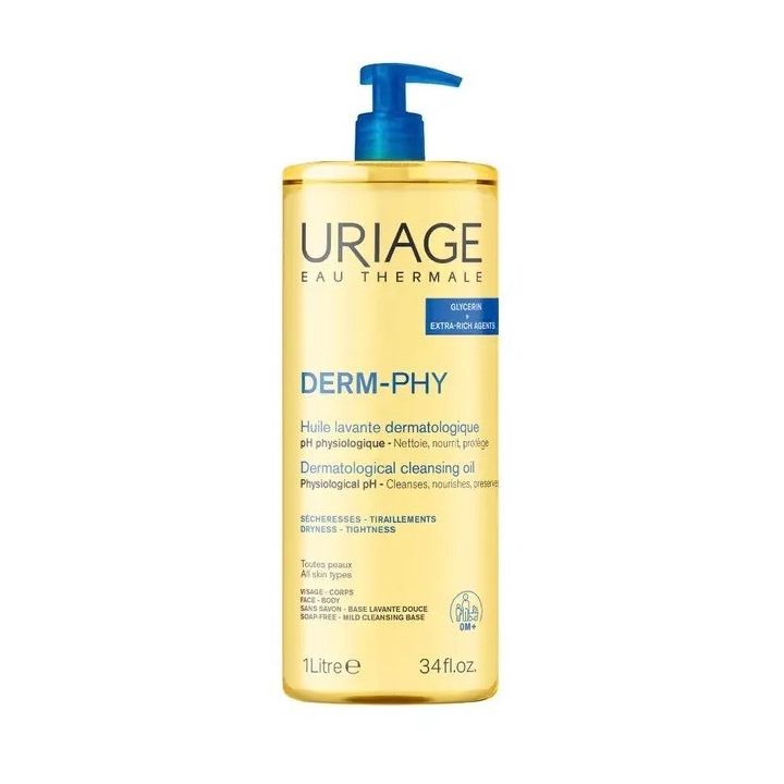 Derm-phy huile lavante dermatologique Uriage - flacon-pompe de 1L
