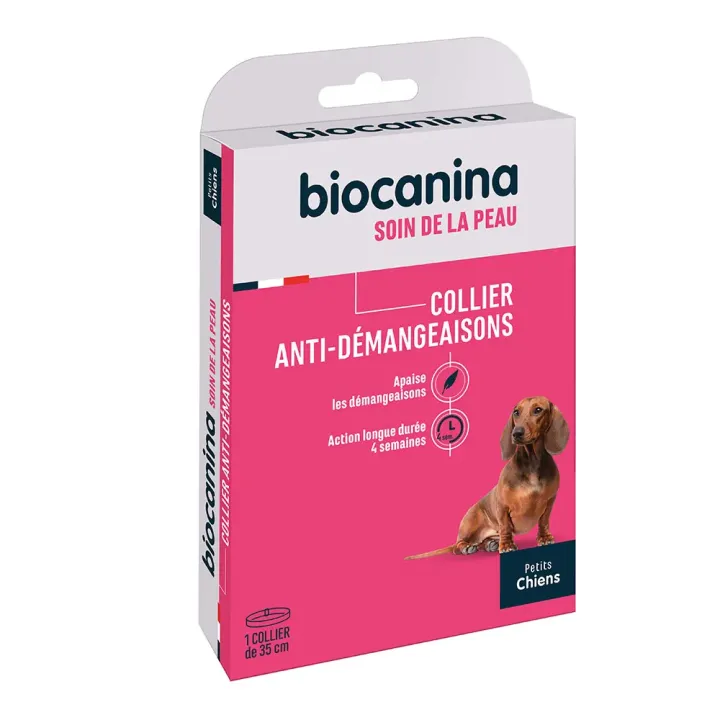 Collier anti-démangeaisons soin de la peau petits chiens Biocanina - un collier de 35cm