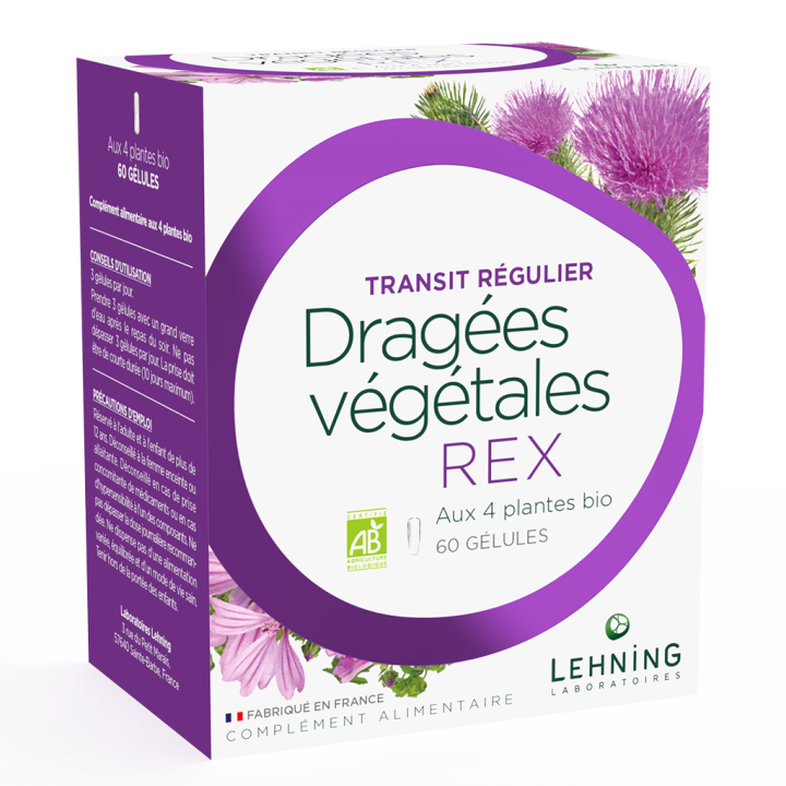Dragées végétales REX bio Lehning - boite de 60 gélules