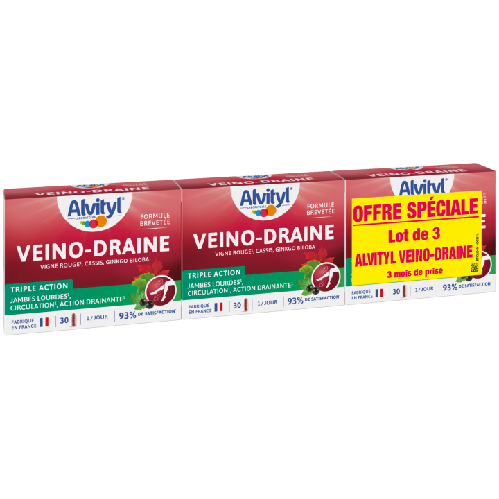 Veino-Draine Jambes lourdes GOVital - 2 boîtes de 30 jours + 1 boîte de 30 jours offerte