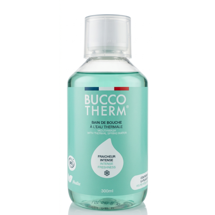 Bain de bouche à l'eau thermale gôut menthe fraîche sans alcool Buccotherm - flacon de 300ml 