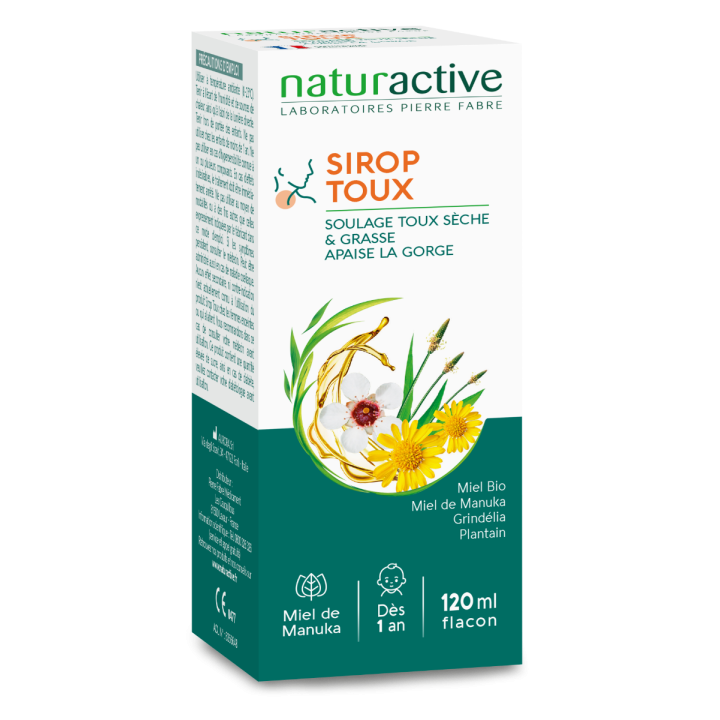 Sirop toux sèche & grasse dès 1 an Naturactive - flacon de 120ml