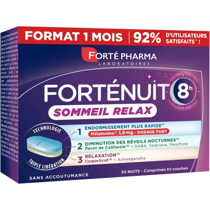 FortéNuit 8h sommeil relax FortéPharma - boîte de 30 comprimés