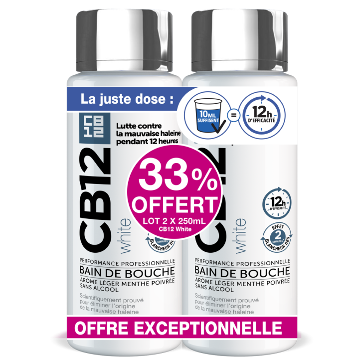 Bain de bouche White CB12 - Lot de 2 x 250 ml