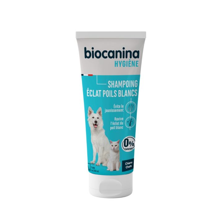 Shampoing éclat poils blancs chien et chat Biocanina - tube de 200 ml