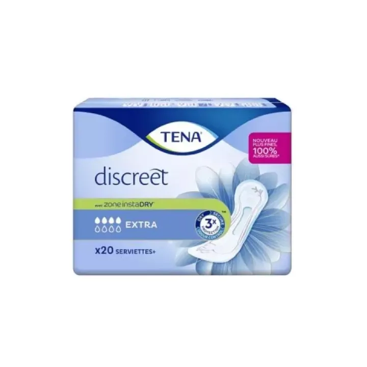 Serviettes hygiéniques discreet extra Tena - 20 serviettes