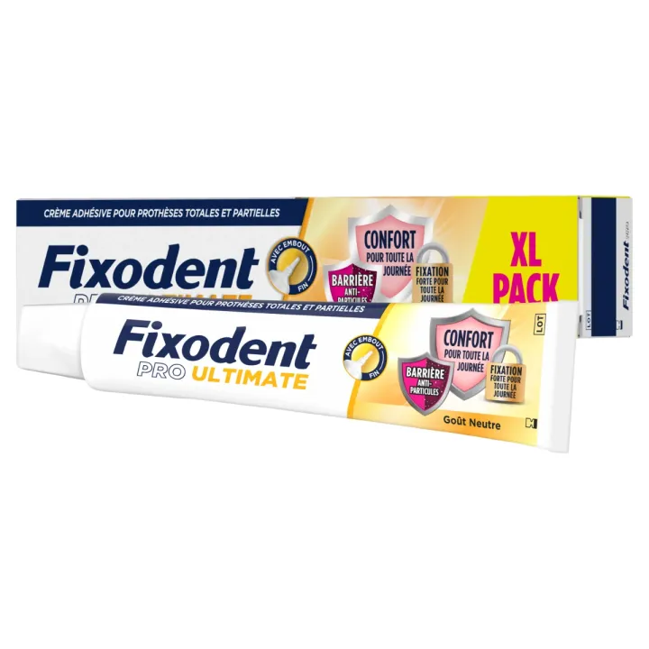 Pro Ultimate crème adhésive prothèses totales et partielles goût neutre Fixodent - tube de 57g