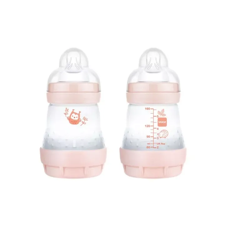 Biberon Easy Start 0 Mois et + Débit lent blush Mam - lot de 2 biberons de 160ml