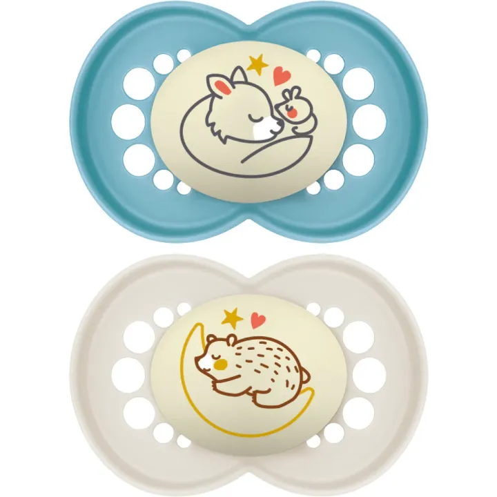 Sucettes Original Nuit 18 mois+ bleu Mam - lot de 2 sucettes