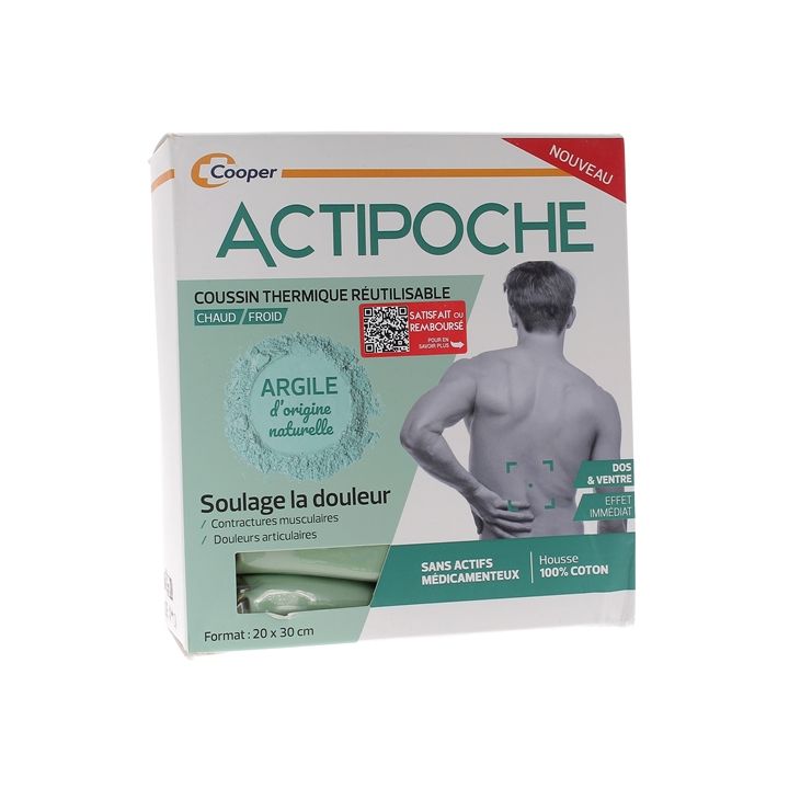 Actipoche Coussin thermique argile dos et ventre Cooper - un coussin