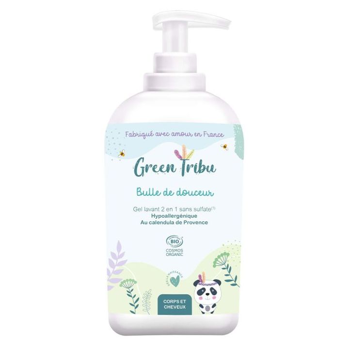 Bulle de douceur Gel lavant bio Green Tribu - flacon-pompe de 500ml