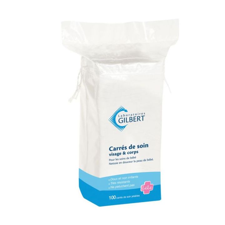 Carrés de soin visage et corps Gilbert - 100 carrés de soin jetables
