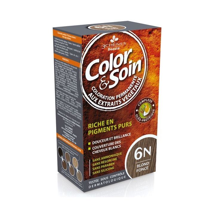 Color & soin coloration permanente Blond foncé 6N Les 3 chênes - 1 kit