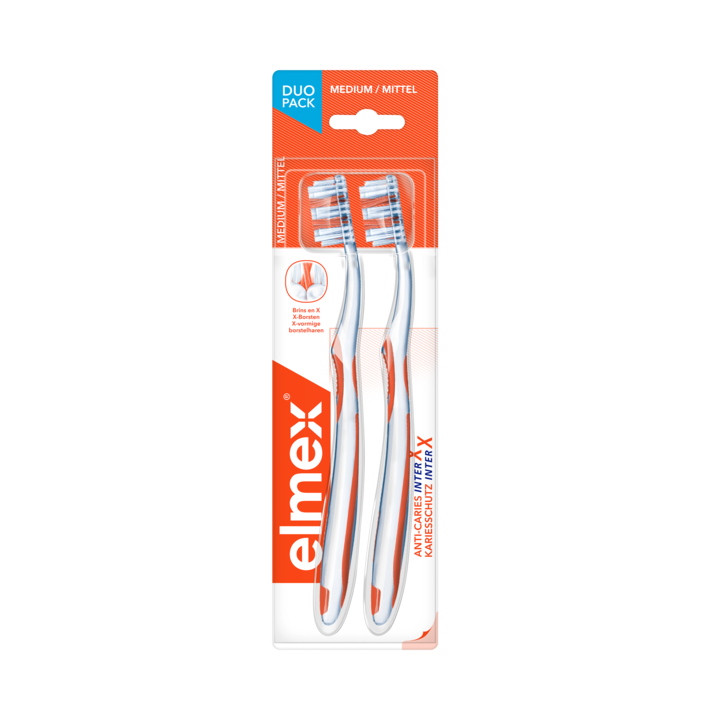 Brosse à dents InterX medium Elmex - 2 brosses à dents