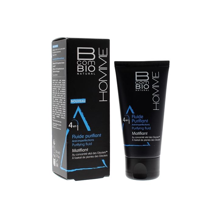 Fluide purifiant matifiant 4 en 1 homme Bcombio - tube de 50ml