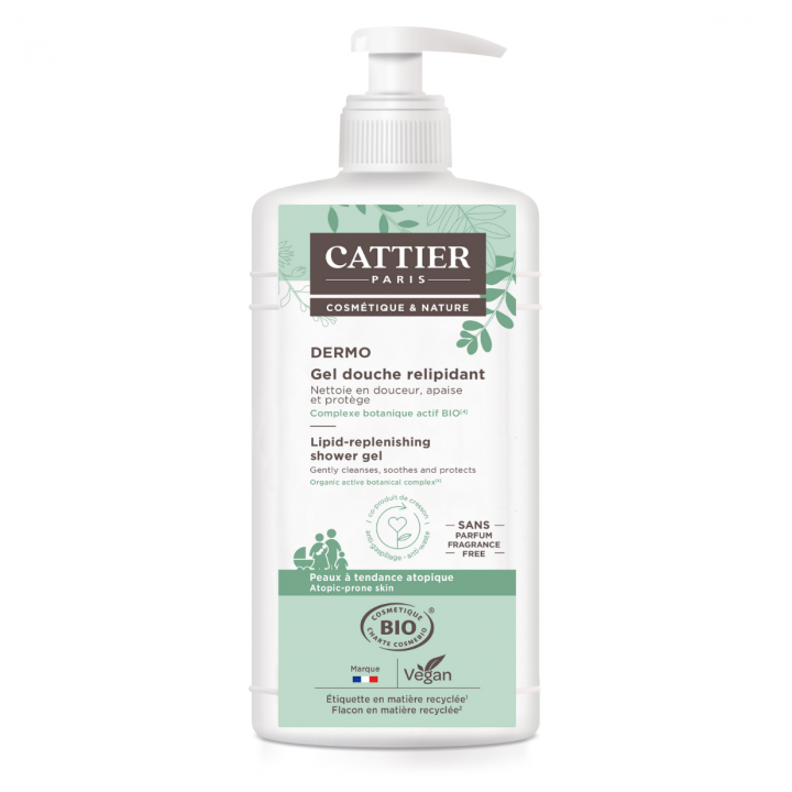 Gel douche relipidant bio Dermo Cattier - flacon-pompe de 500ml