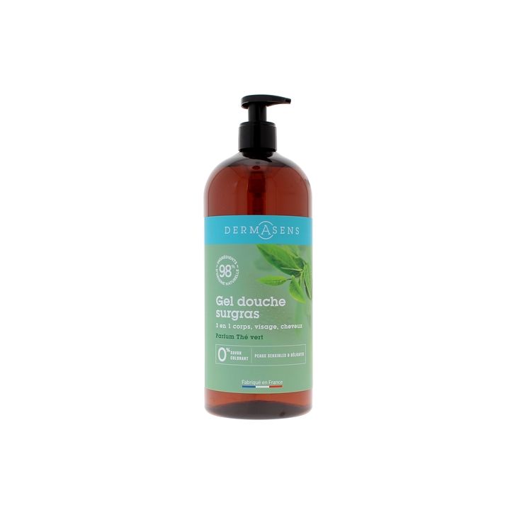 Dermasens Gel douche corps surgras parfum thé vert Marque Verte - flacon pompe de 1L