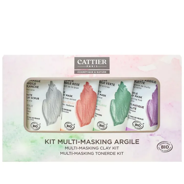 Kit multi-masking argile bio Cattier - coffret de 4 produits