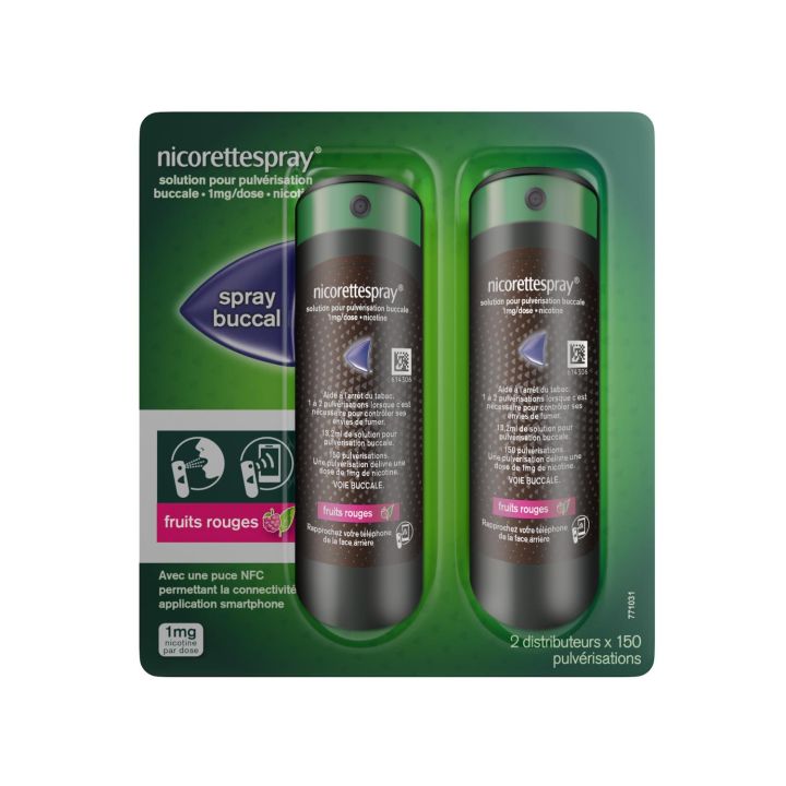 Nicorettespray 1 mg spray buccal fruits rouges - 2 x 150 ml