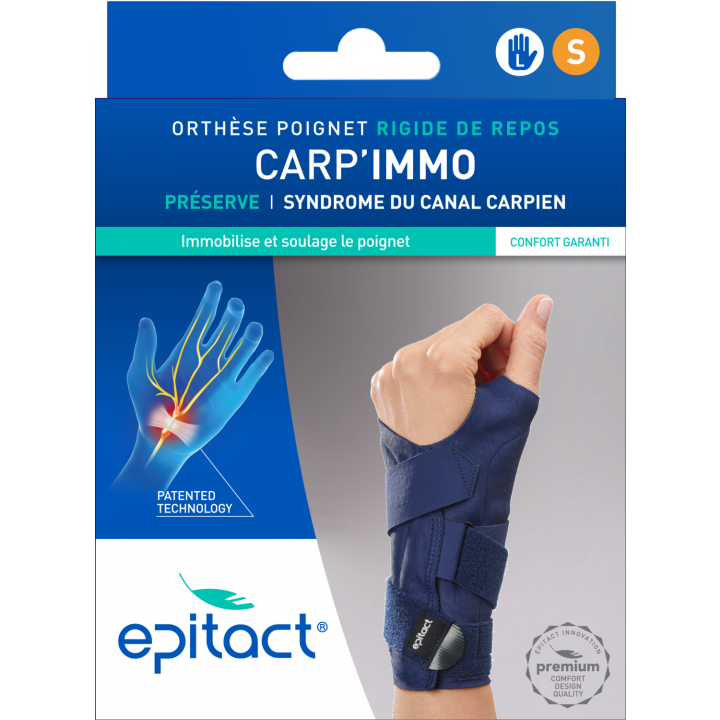 Carp'Immo Orthèse poignet rigide de repos main gauche taille S Epitact - 1 orthèse