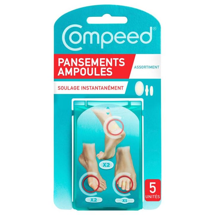 Pansements ampoules assortiment Compeed - boîte de 5 pansements
