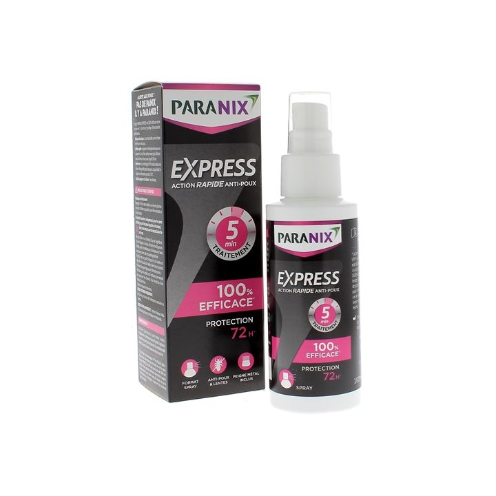 Lotion rapide anti-poux Express 5 min Paranix - spray de 100 ml + peigne
