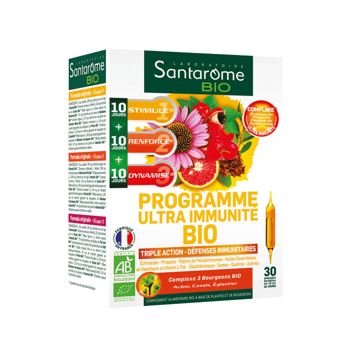 Programme ultra-immunité bio Santarome - boîte de 30 ampoules