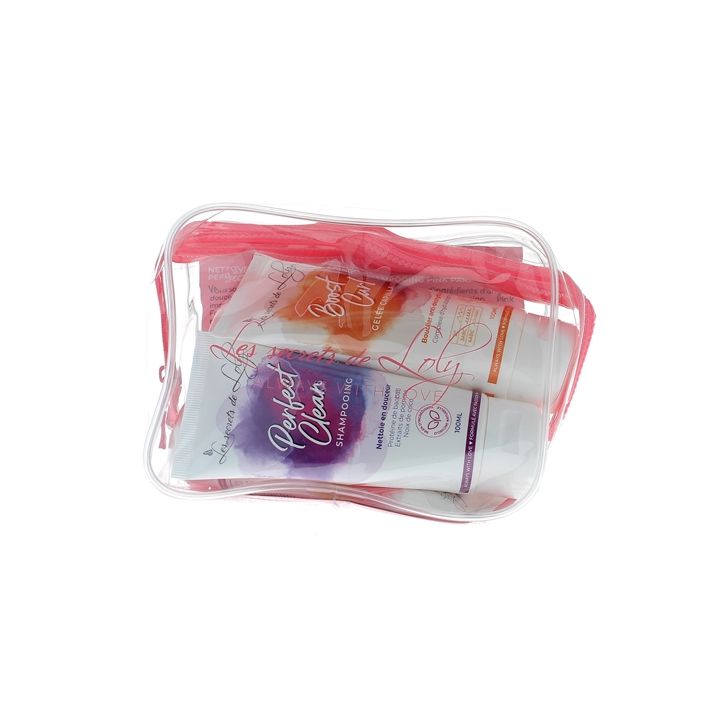 Trousse de voyage cheveux frisés Les Secrets de Loly - trousse de 4 produits