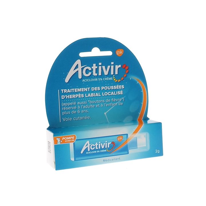 Activir 5% crème - flacon pompe doseuse de 2g