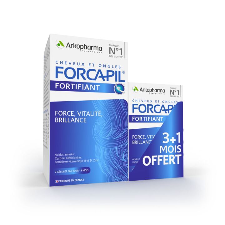 Offre Forcapil cheveux et ongles Arkopharma - boîte de 180 gélules + 60 gélules