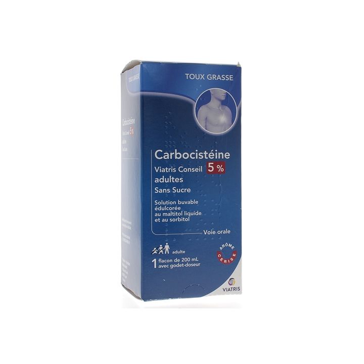 Carbocistéine Mylan 5% Dès 15 ans; Adultes - flacon de 200 ml